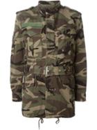 Saint Laurent Belted Military Jacket, Women's, Size: 34, Green, Cotton