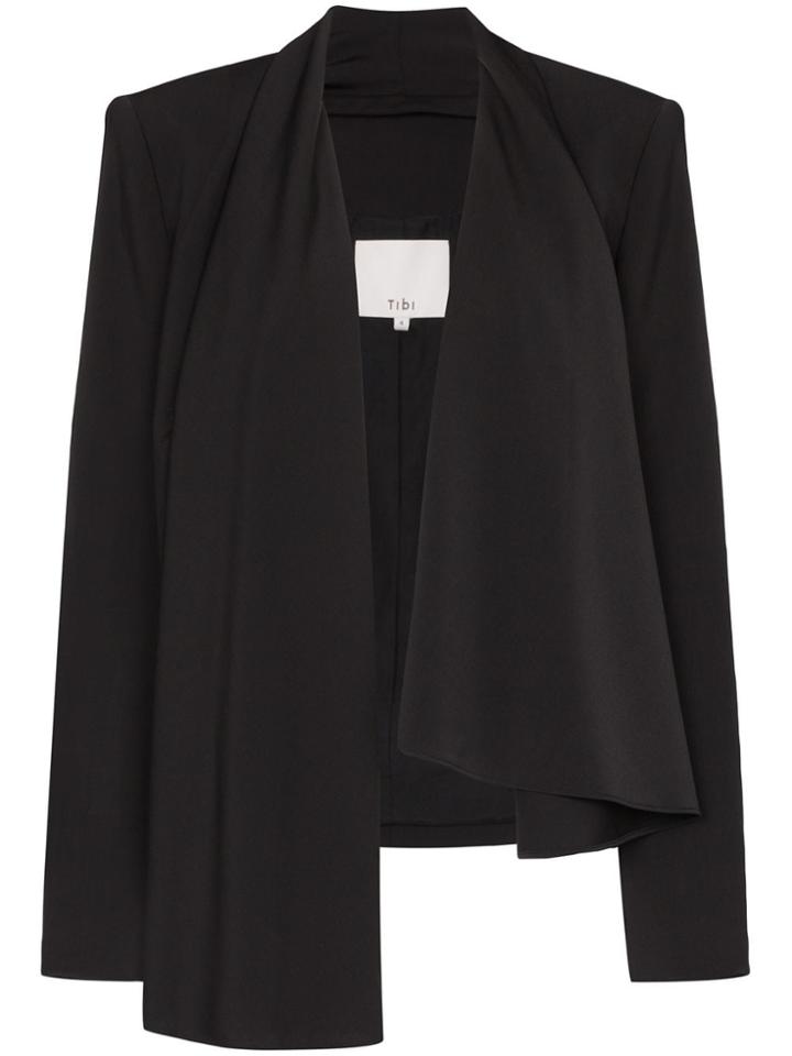 Tibi Draped Open-front Blazer Jacket - Black
