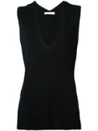 Astraet - V-neck Knit Top - Women - Cotton - One Size, Black, Cotton