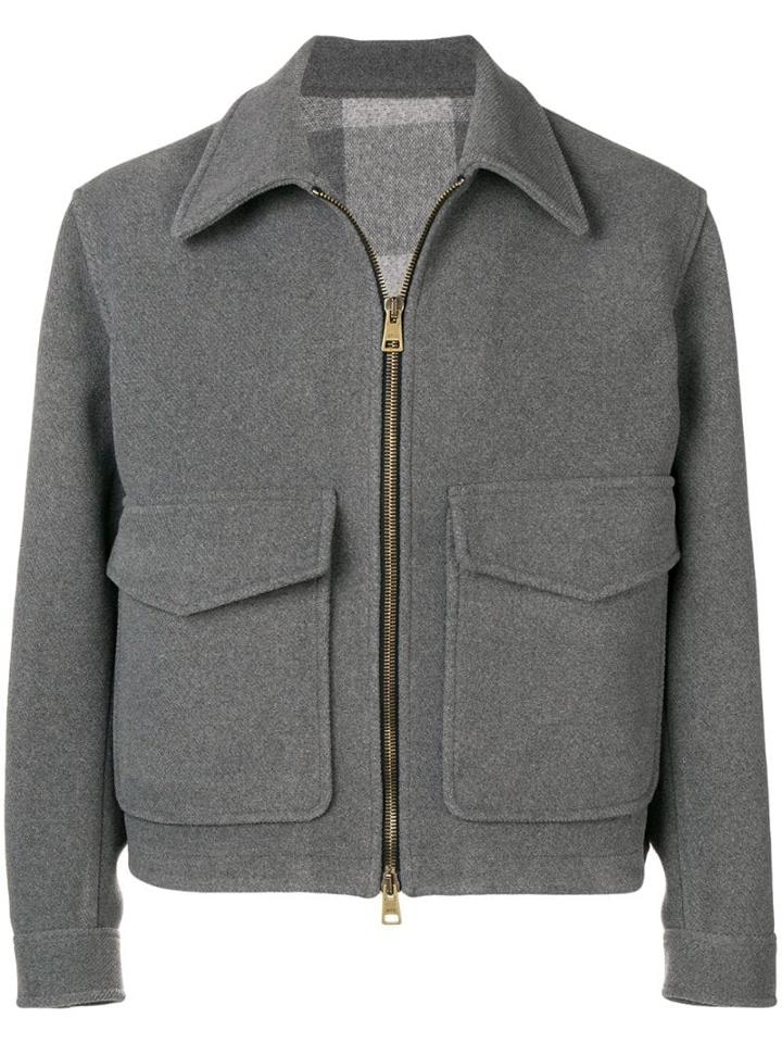 Ami Paris Patch Pockets Zipped Jacket - Grey