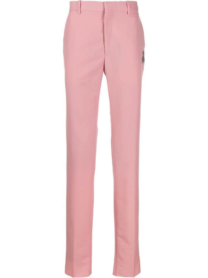 Alexander Mcqueen Embroidered Insect Trousers - Pink