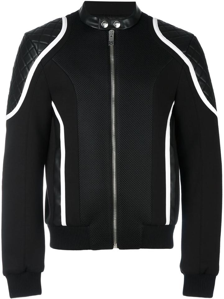 Les Hommes Urban Quilted Shoulder Bomber, Men's, Size: 50, Black, Cotton/nylon/polyester/viscose