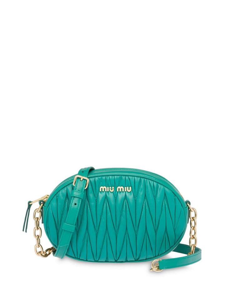 Miu Miu Matelassé Oval-shape Shoulder Bag - Green