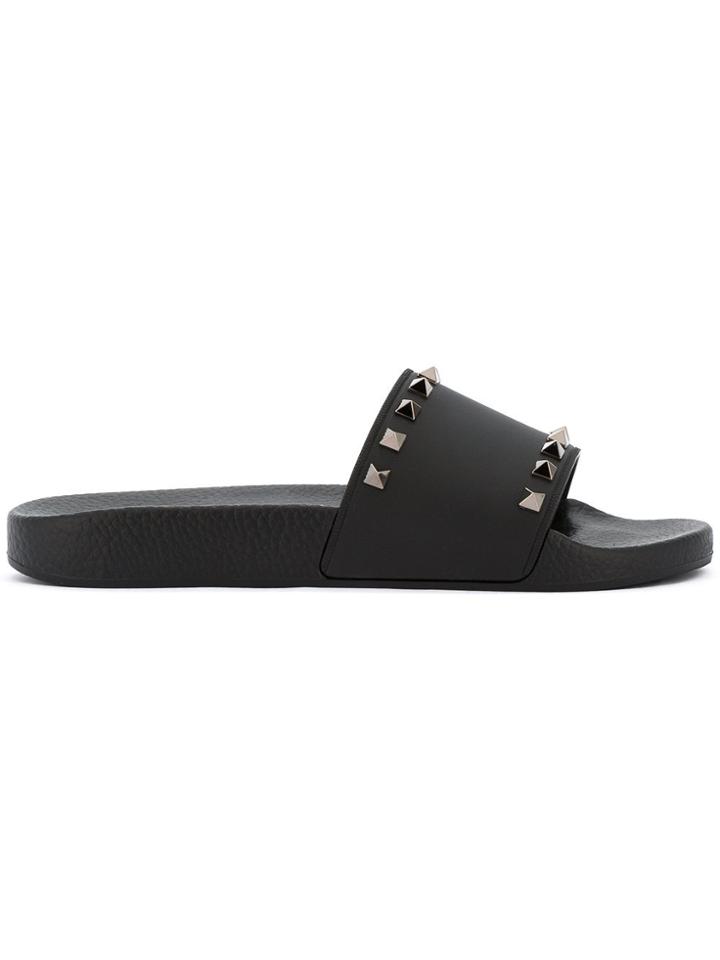 Valentino Valentino Garavani Rockstud Pool Slides - Black