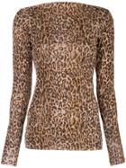 Peter Cohen Leopard Print Fitted Top - Brown