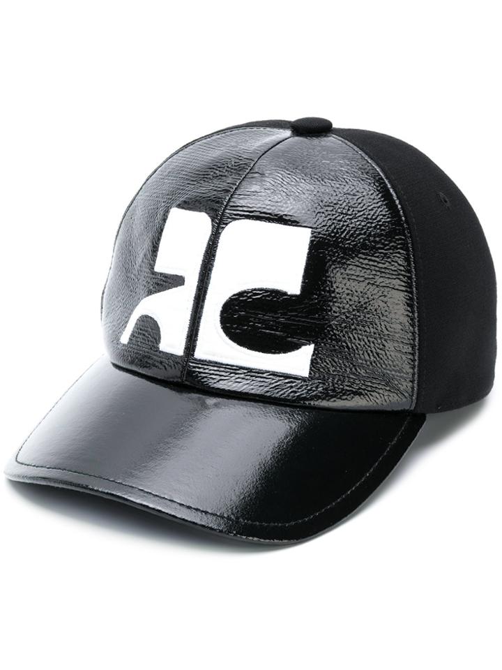 Courrèges Logo Panelled Cap - Black
