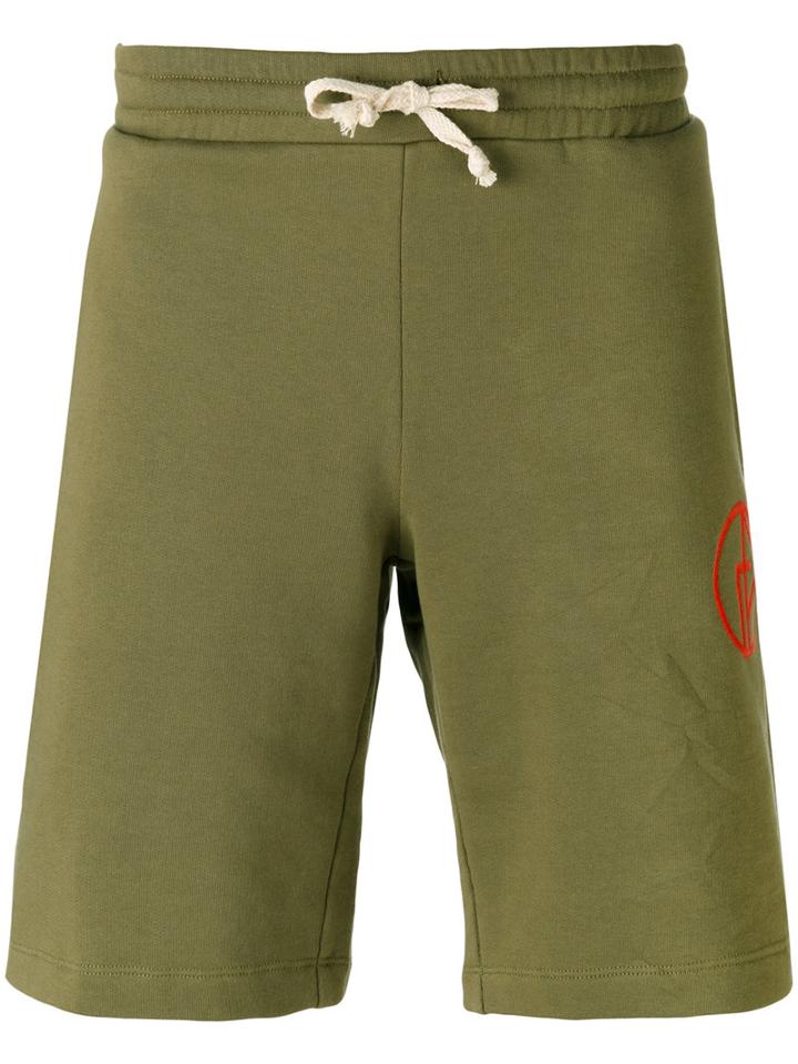 Gosha Rubchinskiy - Embroidered Logo Shorts - Men - Cotton - Xl, Green, Cotton