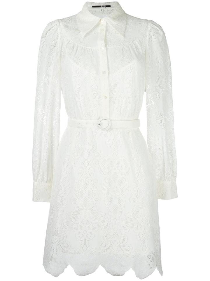 Mcq Alexander Mcqueen Lace Shirt Dress, Women's, Size: 38, Nude/neutrals, Cotton/polyamide/polyester