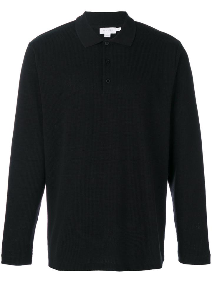 Sunspel Long-sleeve Polo Shirt - Black