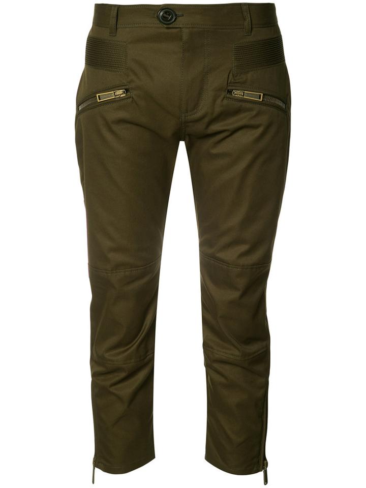 Dsquared2 - Cropped Rib Detail Trousers - Women - Cotton - 40, Women's, Green, Cotton