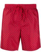 Fendi Logo Print Swim Shorts - Red