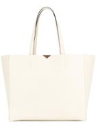 Valextra - Grained Tote - Women - Calf Leather - One Size, White, Calf Leather