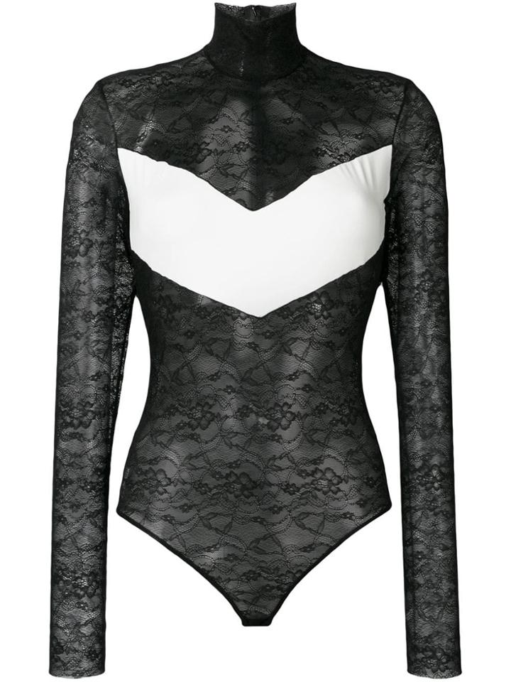 Pinko Contrast Sheer Bodysuit - Black