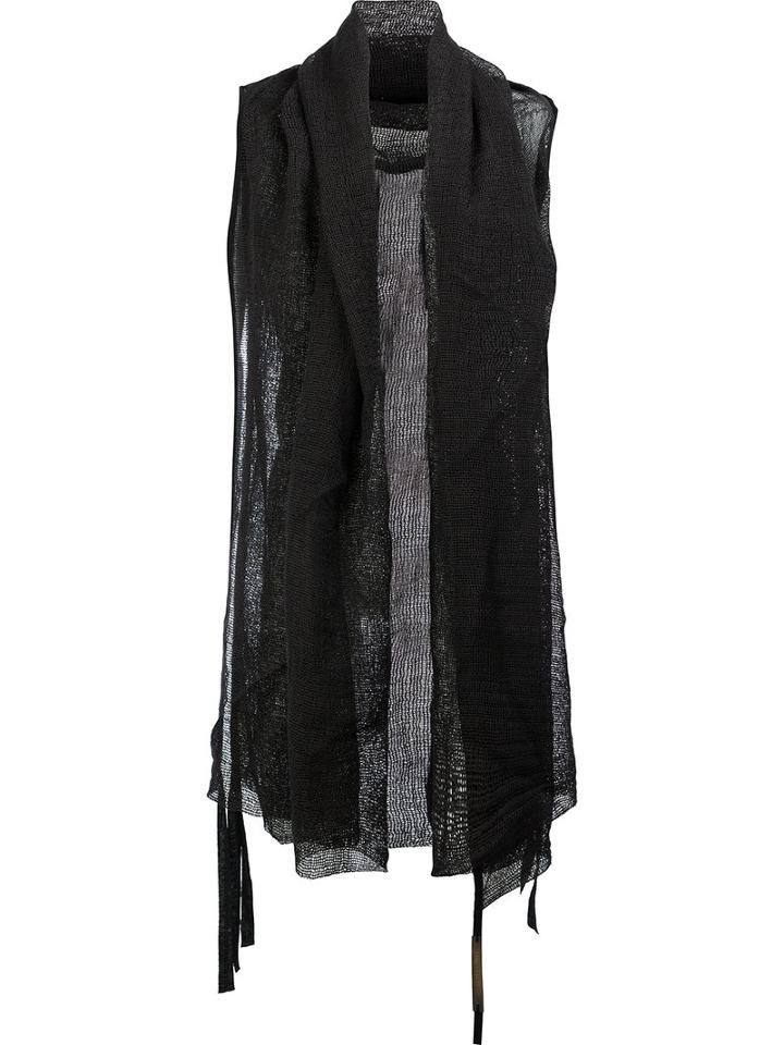 Cedric Jacquemyn Knitted Shawl Collar Gilet, Men's, Black, Linen/flax