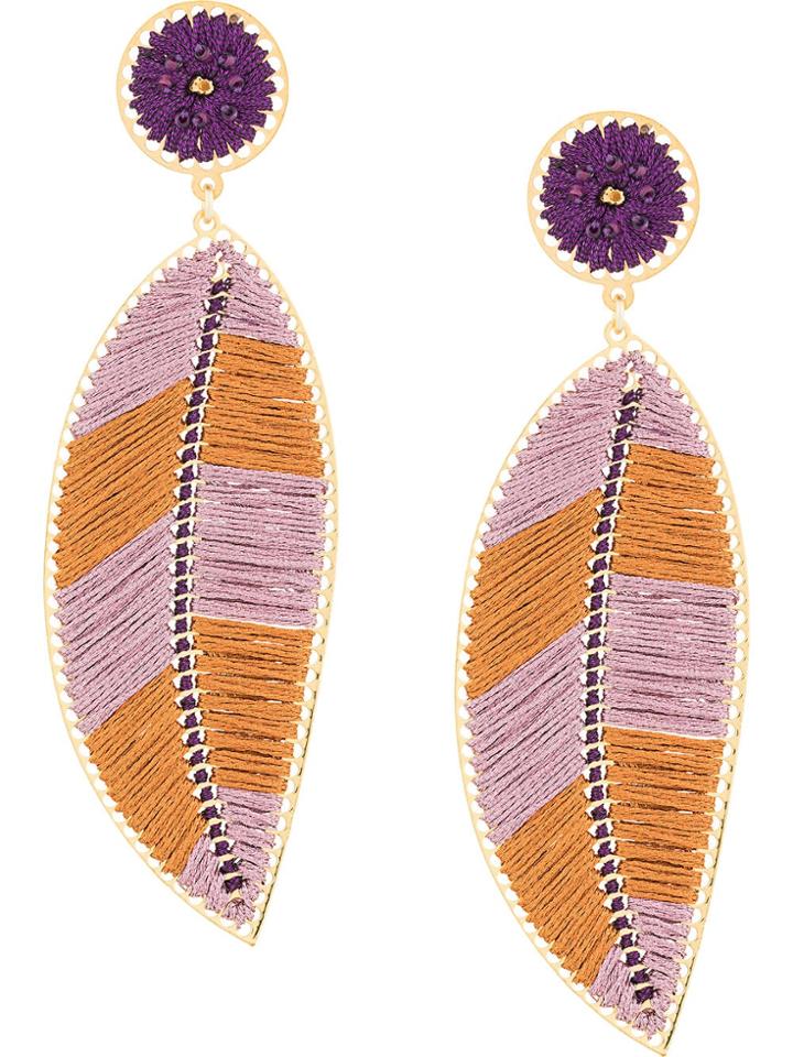 Mercedes Salazar Paramo Leaf Earrings - Pink & Purple