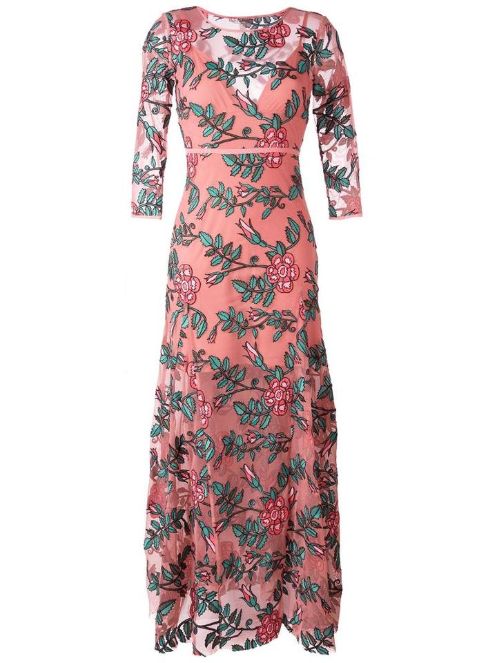 For Love And Lemons Floral Maxi Dress, Women's, Size: Small, Pink/purple, Nylon/spandex/elastane