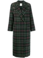 Sandro Paris Checked Double Breasted Coat - Green