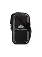 Dolce & Gabbana Black And White Crown Logo Print Cross-body Bag