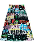Burberry Logo Print Cotton A-line Skirt - Multicolour