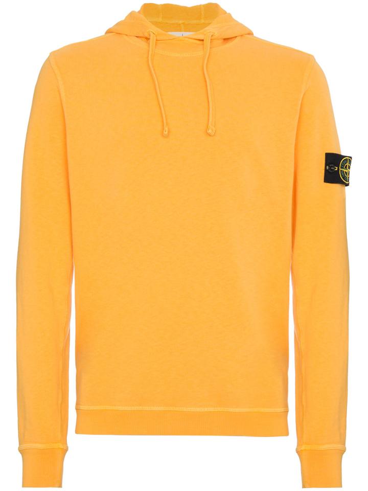Stone Island Yellow Logo Hooded Sweater - Yellow & Orange