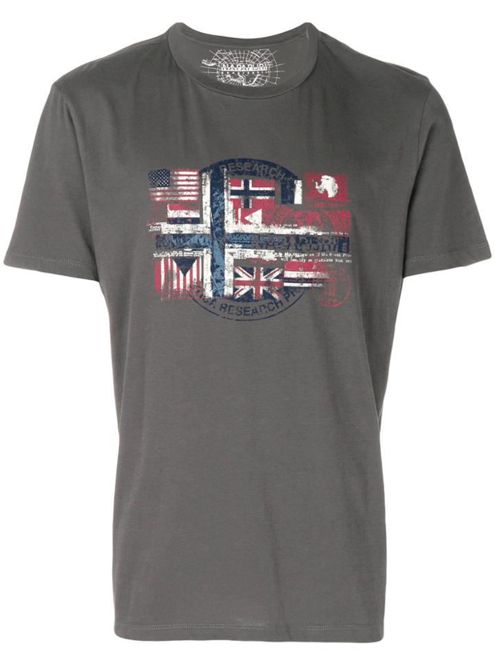 Napapijri Flag Print T-shirt - Grey