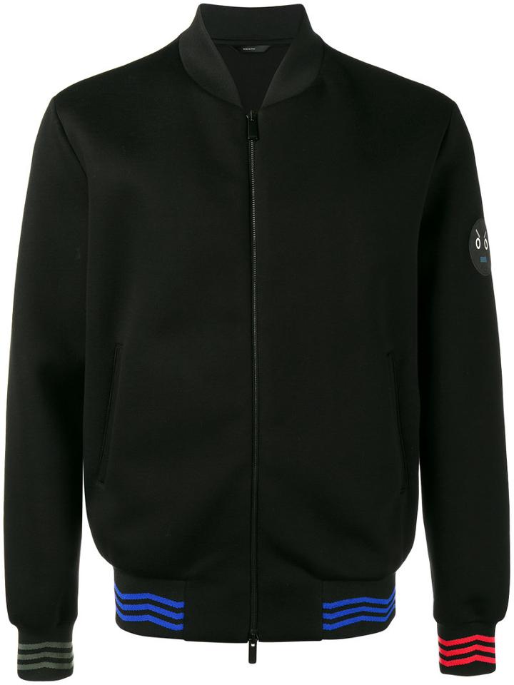 Fendi Monster Face Patch Track Jacket, Men's, Size: 52, Black, Viscose/lamb Skin/polyester/cotton