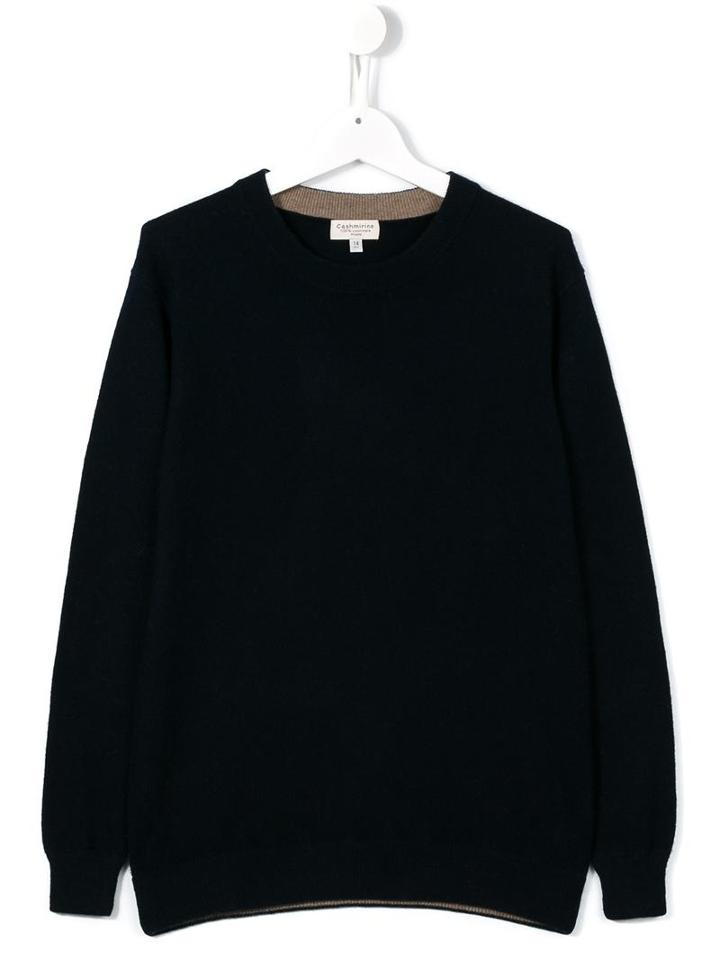 Cashmirino - Round Neck Jumper - Kids - Cashmere - 14 Yrs, Blue