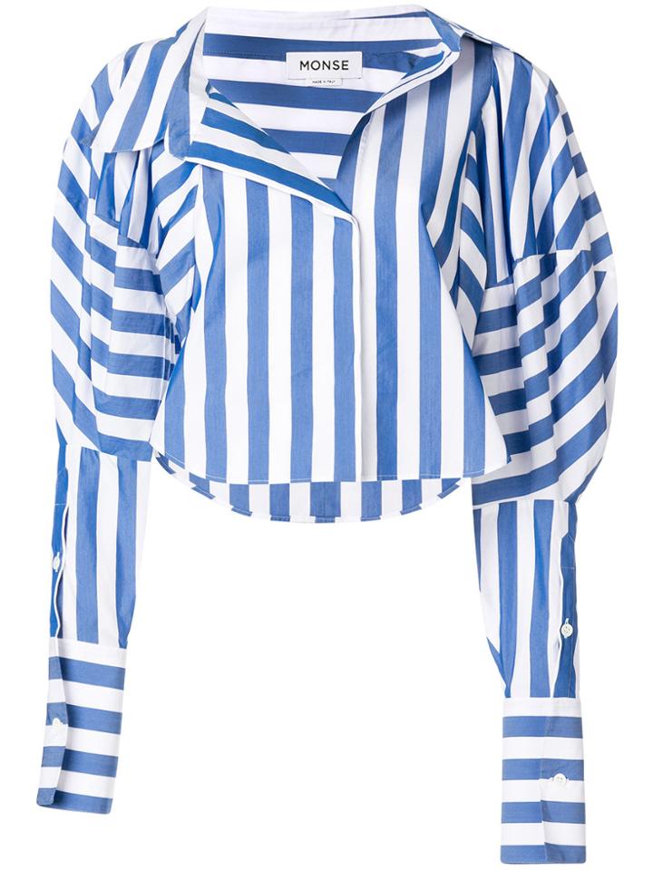 Monse Striped Cropped Shirt - Blue