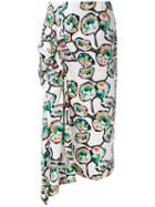 Marni - Printed Draped Skirt - Women - Cotton - 42, White, Cotton