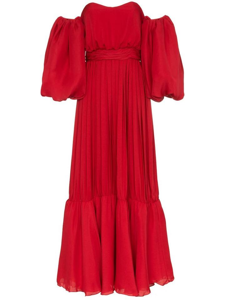 Johanna Ortiz Señora Maria Rosa Red Silk-blend Dress
