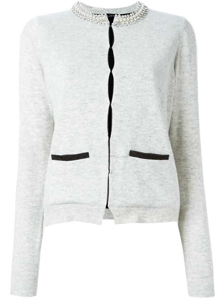 Twin-set Embellished Collar Cardigan, Women's, Size: Small, Grey, Polyamide/polyester/viscose/wool