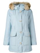 Woolrich Zipped Hooded Coat, Women's, Size: Medium, Blue, Cotton/polyamide/feather Down
