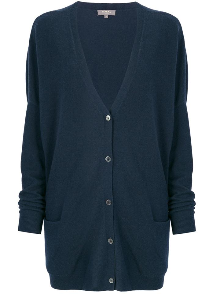 N.peal Oversized V-neck Cardigan - Blue