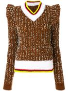 Marco De Vincenzo Bouclé Jumper With Frills - Brown