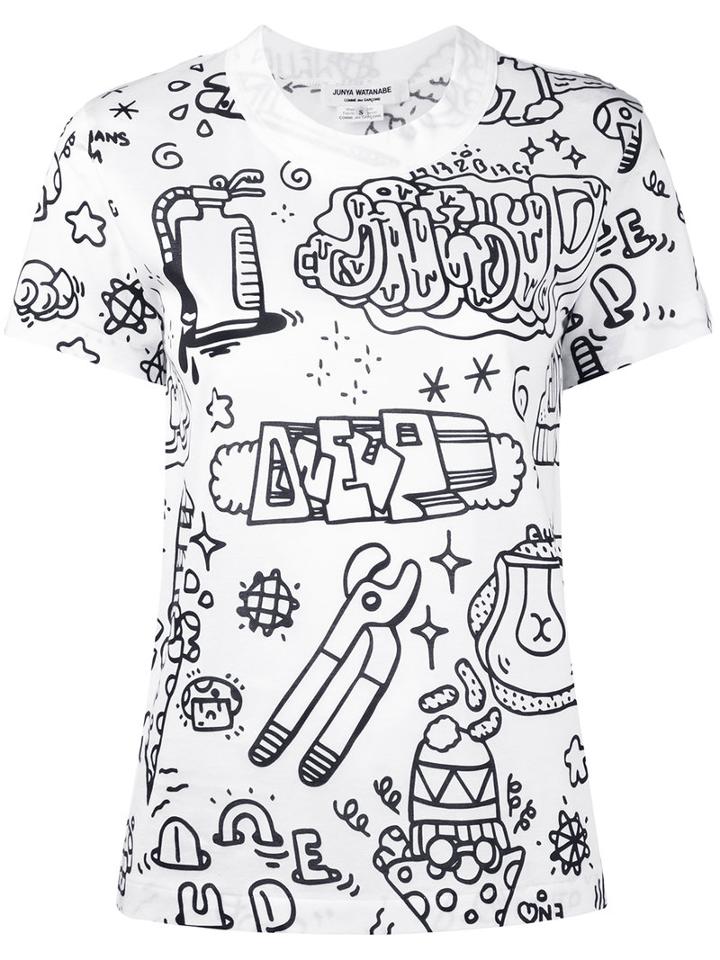 Junya Watanabe Comme Des Garçons - Illustrated T-shirt - Women - Cotton - Xs, White, Cotton
