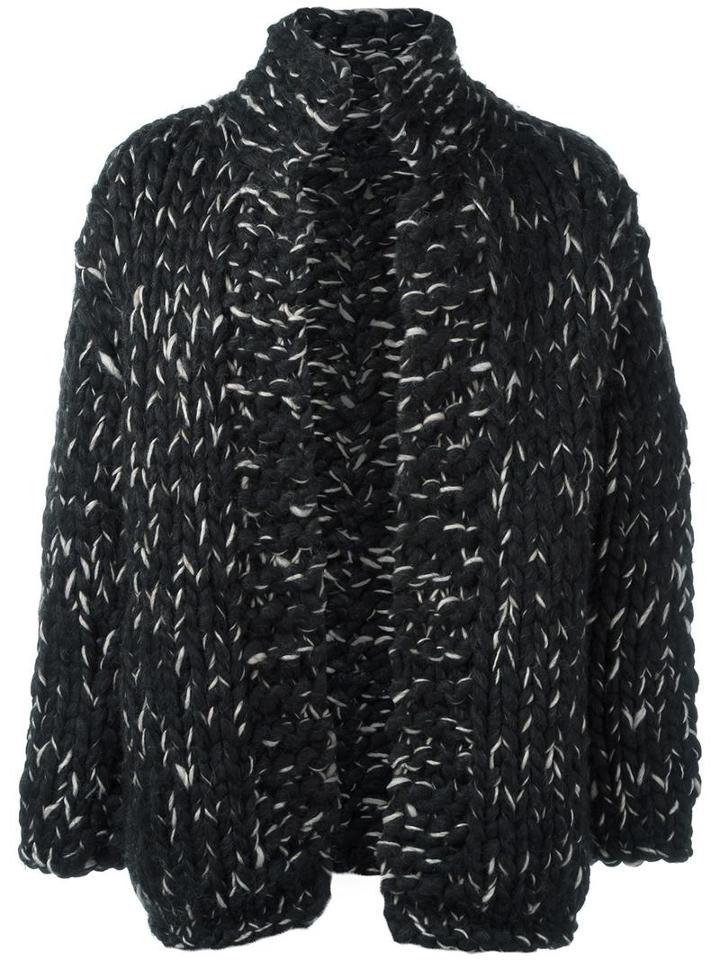 Yohji Yamamoto High Neck Open Cardigan, Men's, Size: 3, Black, Wool