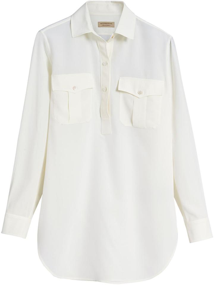 Burberry Silk Tunic Shirt - White