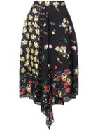 Derek Lam Asymmetrical Mixed Print Skirt - Black