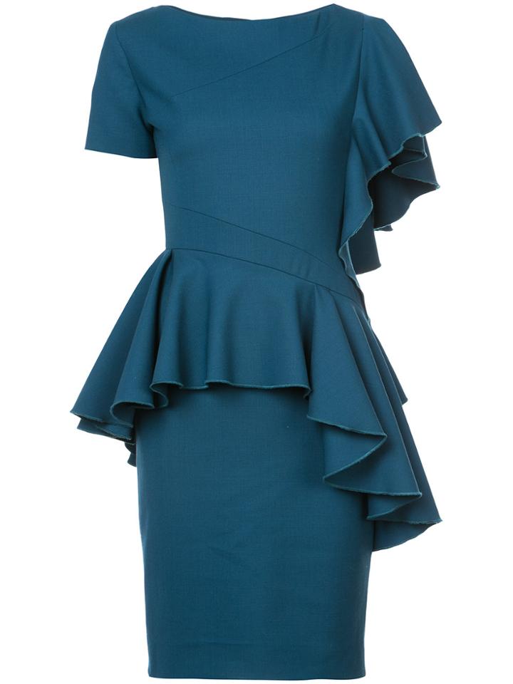 Rubin Singer Asymmetric Ruffle Dress - Green