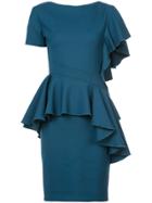 Rubin Singer Asymmetric Ruffle Dress - Green
