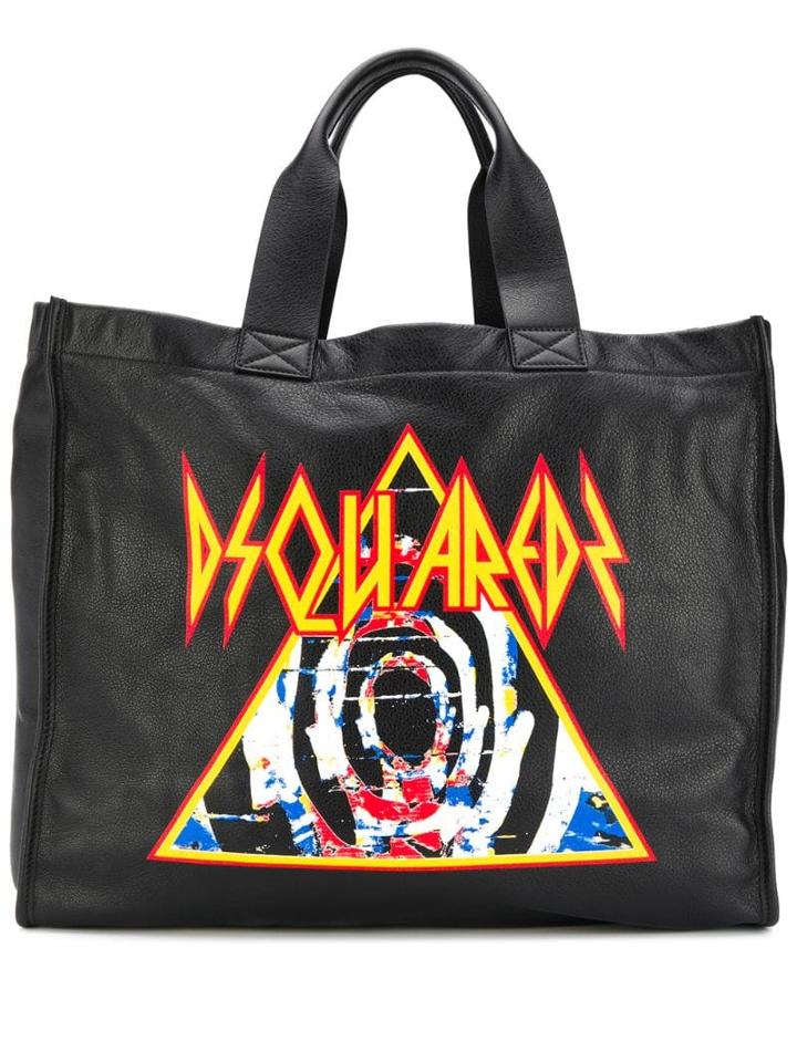 Dsquared2 Faux Fur Trim Tote - Black