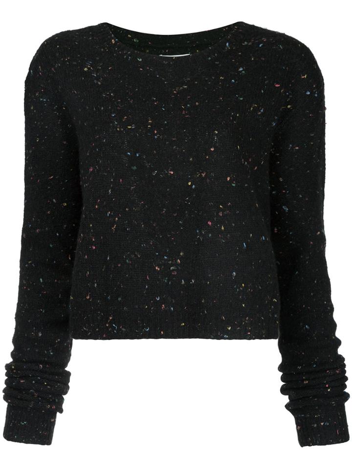 Public School Speckled Cropped Sweater - Black