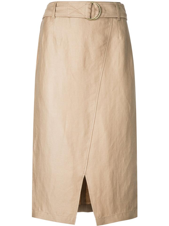 Estnation - D-ring Skirt - Women - Linen/flax - 38, Brown, Linen/flax
