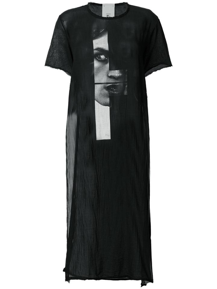 Lost & Found Rooms Long Printed Sheer T-shrit - Black