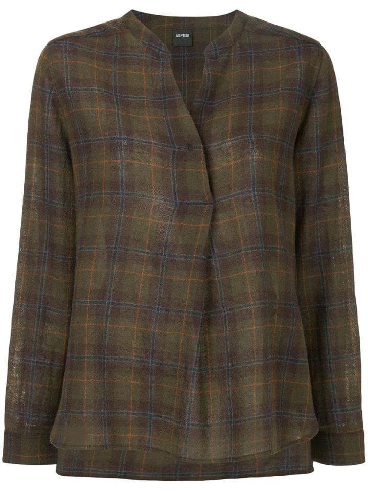 Aspesi Check Loose Blouse - Brown