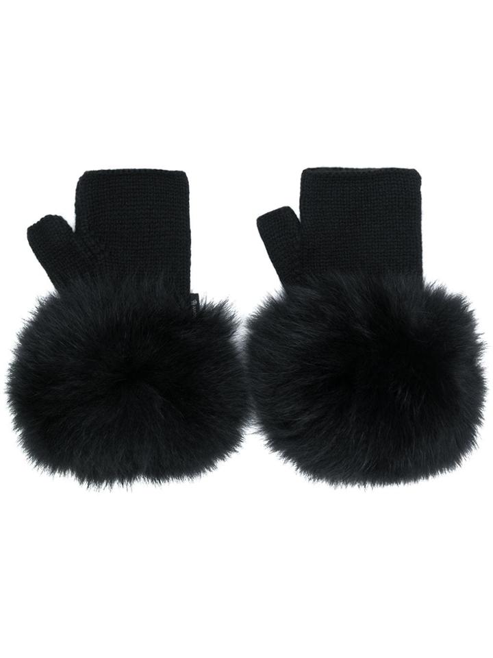Moncler Fur Gloves - Black