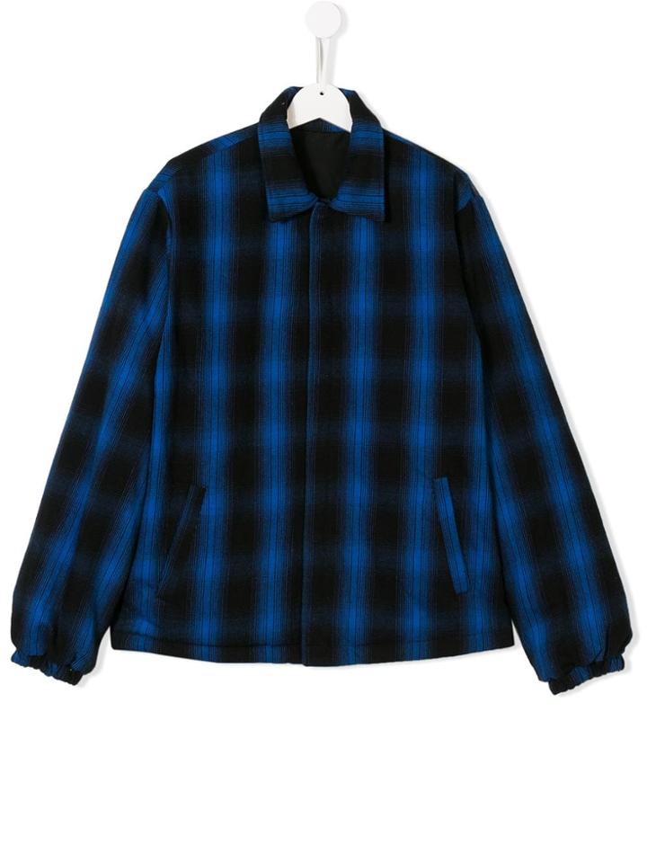 Marcelo Burlon County Of Milan Kids Teen Lion Print Plaid Jacket -