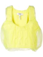 Msgm Cropped Tulle Knitted Top - Yellow