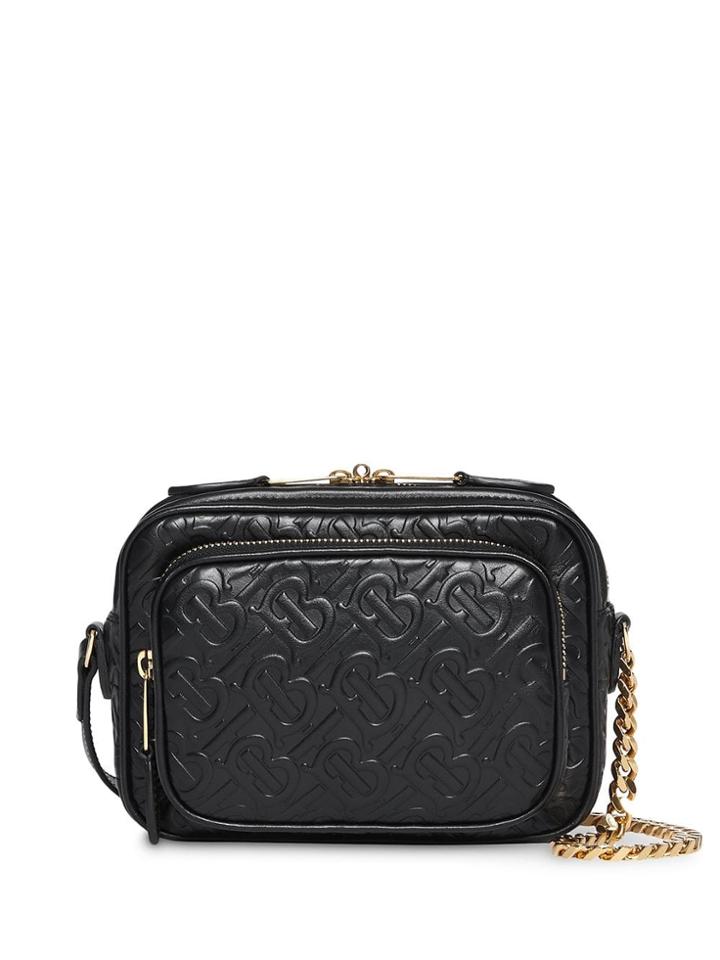 Burberry Monogram Leather Camera Bag - Black