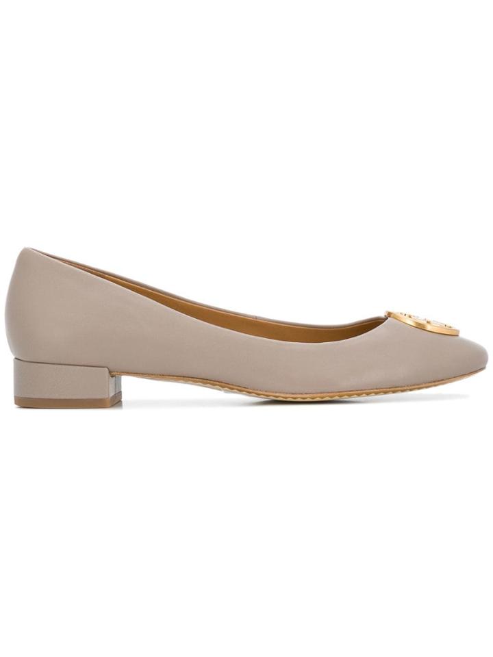 Tory Burch Logo Ballerina Shoes - Nude & Neutrals